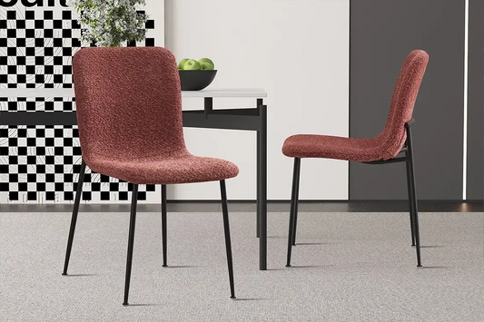 Chaise de salle à manger ALICYA en Tissu Bouclé Rose - 42 x 57 cm ROUSSEAU