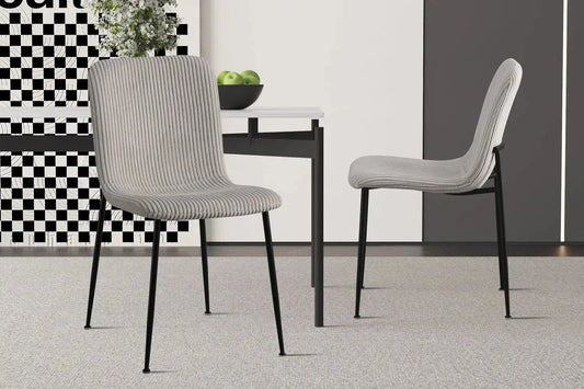 Chaise de salle à manger ALICYA en Tissu Corduroy Gris Clair - 42 x 57 cm ROUSSEAU