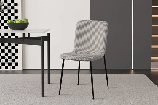 Chaise de salle à manger ALICYA en Tissu Corduroy Gris Clair - 42 x 57 cm ROUSSEAU
