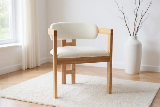 Chaise de salle à manger BERGAMO Effet Bois Chêne Clair et Velours Beige - 45 x 53 cm MAISON DES MEUBLES