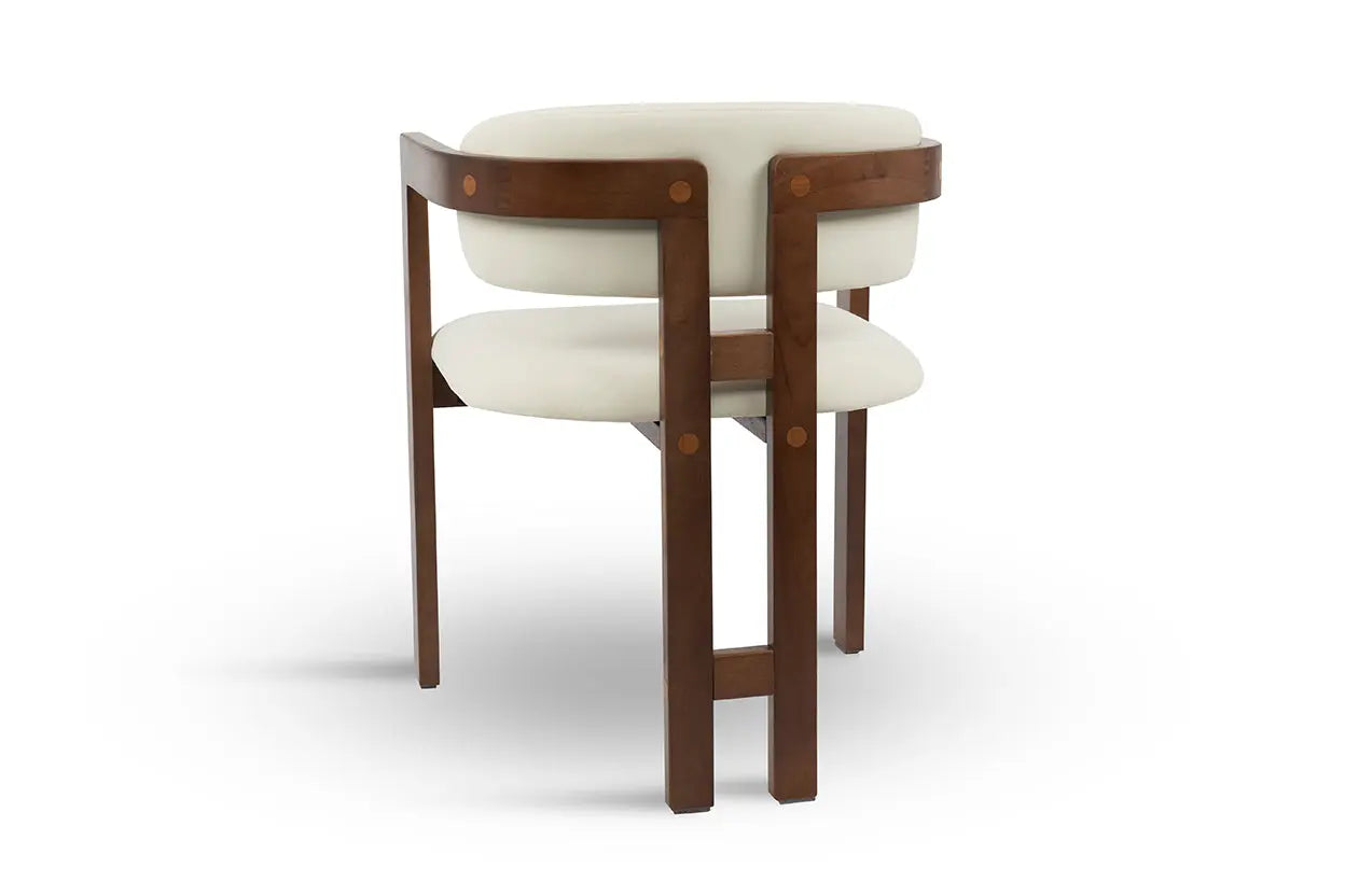 Chaise de salle à manger BERGAMO Effet Bois Chêne Foncé et Velours Beige - 45 x 53 cm MAISON DES MEUBLES