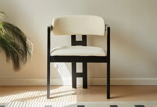 Chaise de salle à manger BERGAMO Effet Bois Noir et Velours Beige - 45 x 53 cm MAISON DES MEUBLES