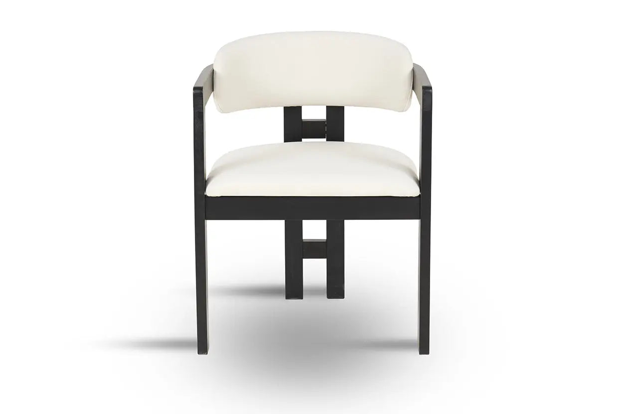 Chaise de salle à manger BERGAMO Effet Bois Noir et Velours Beige - 45 x 53 cm MAISON DES MEUBLES