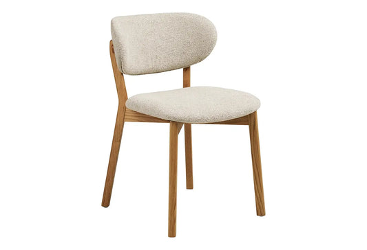 Chaise de salle à manger DUNKIRK Effet Bois Chêne Clair et Tissu Écru - 52 x 59 cm HOUSE NORDIC