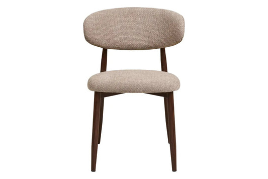 Chaise de salle à manger LEVENTO Effet Bois Chêne Foncé et Tissu Écru - 46 x 44 cm HOUSE NORDIC