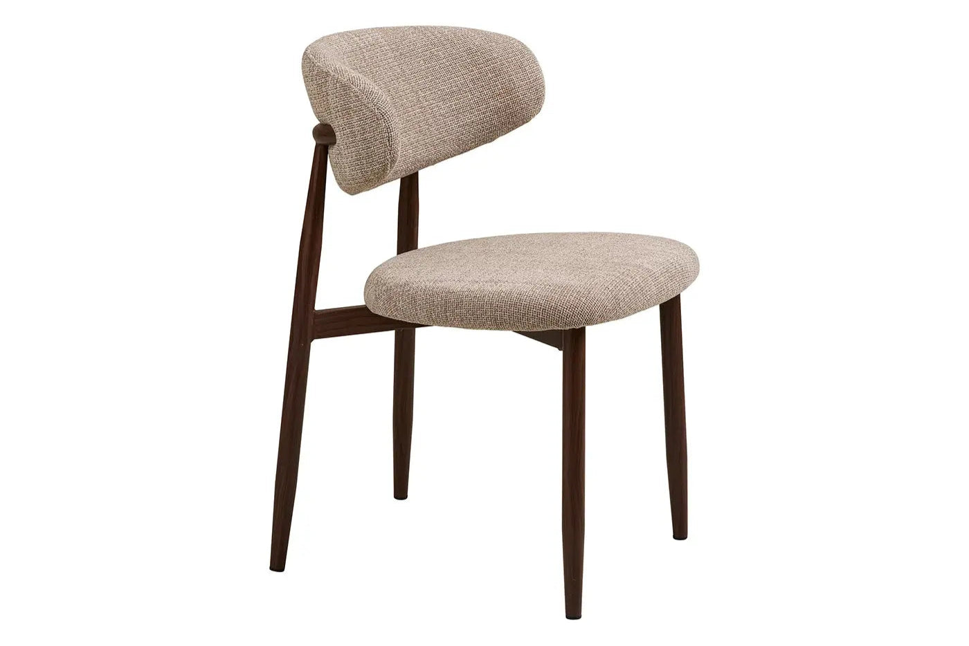 Chaise de salle à manger LEVENTO Effet Bois Chêne Foncé et Tissu Écru - 46 x 44 cm HOUSE NORDIC