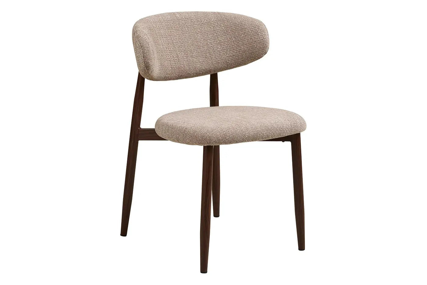 Chaise de salle à manger LEVENTO Effet Bois Chêne Foncé et Tissu Écru - 46 x 44 cm HOUSE NORDIC