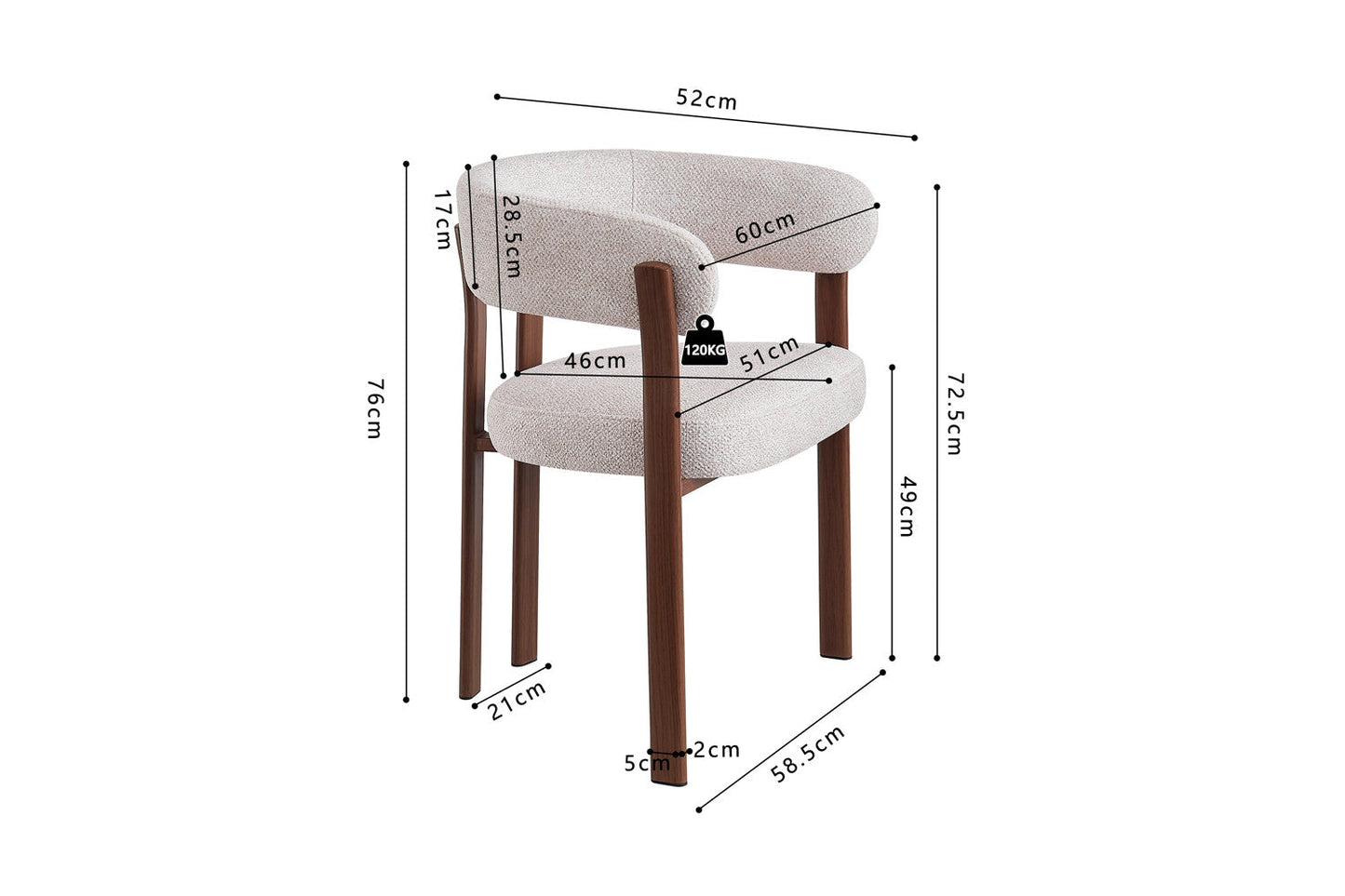 Chaise avec accoudoirs SAFYA Noyer - vue d'ensemble décoration intérieure
