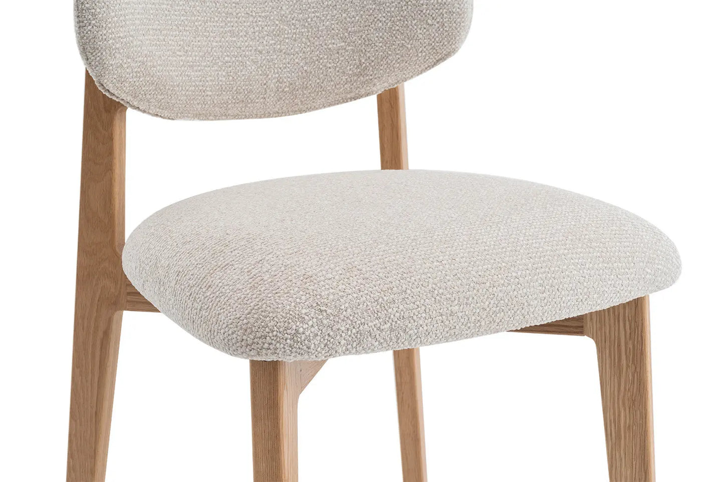 Chaise en Bois de Chêne Claire avec l'assise en tissu couleur Beige KAYA - 48 x 59cm ROUSSEAU