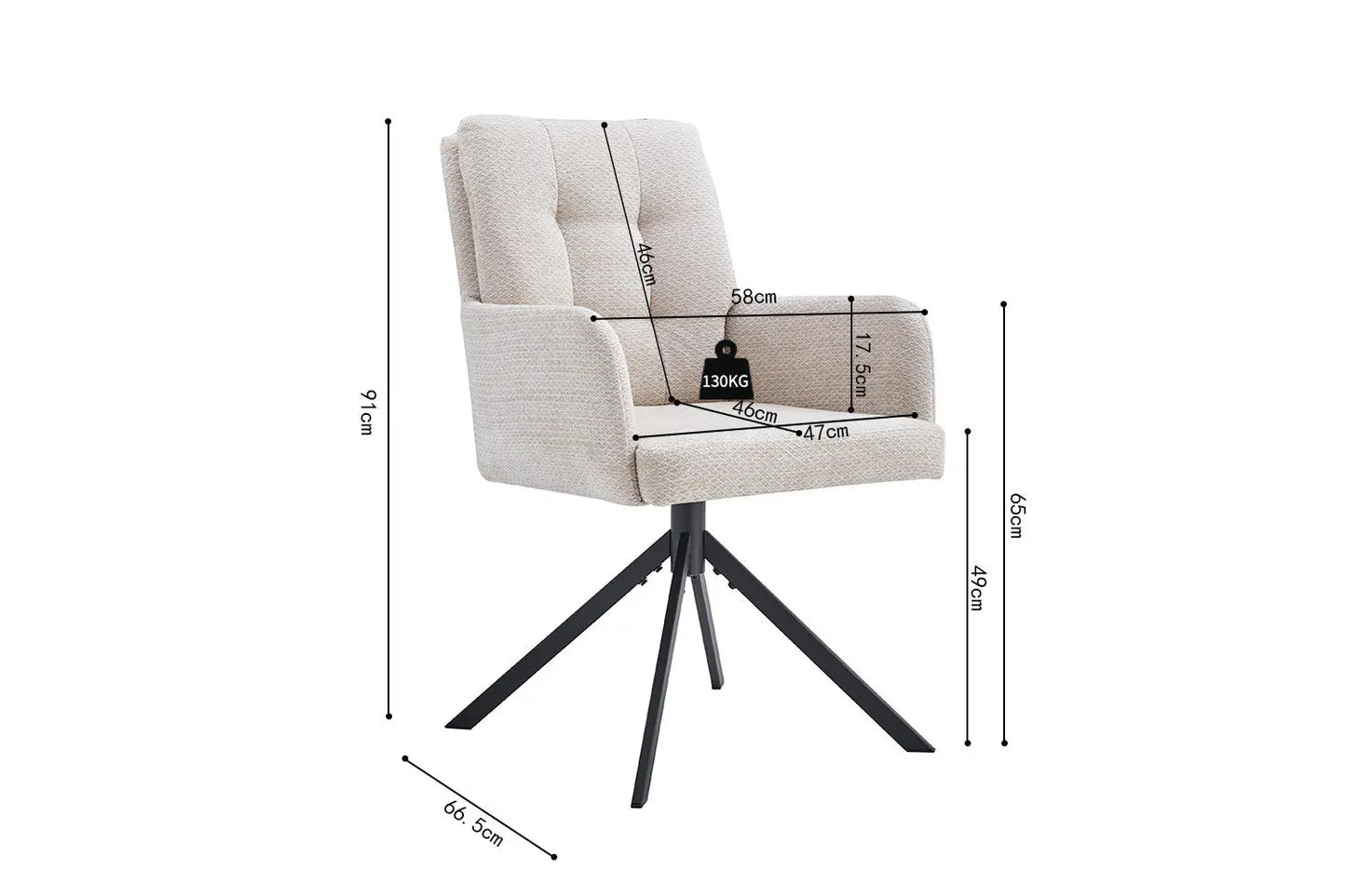 Chaises Pivotantes de Salle à Manger GRANA Beige - 85 x 50 cm ROUSSEAU