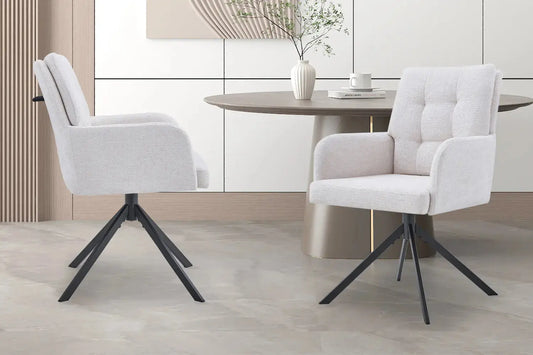 Chaises Pivotantes de Salle à Manger GRANA Ecru - 85 x 50 cm ROUSSEAU