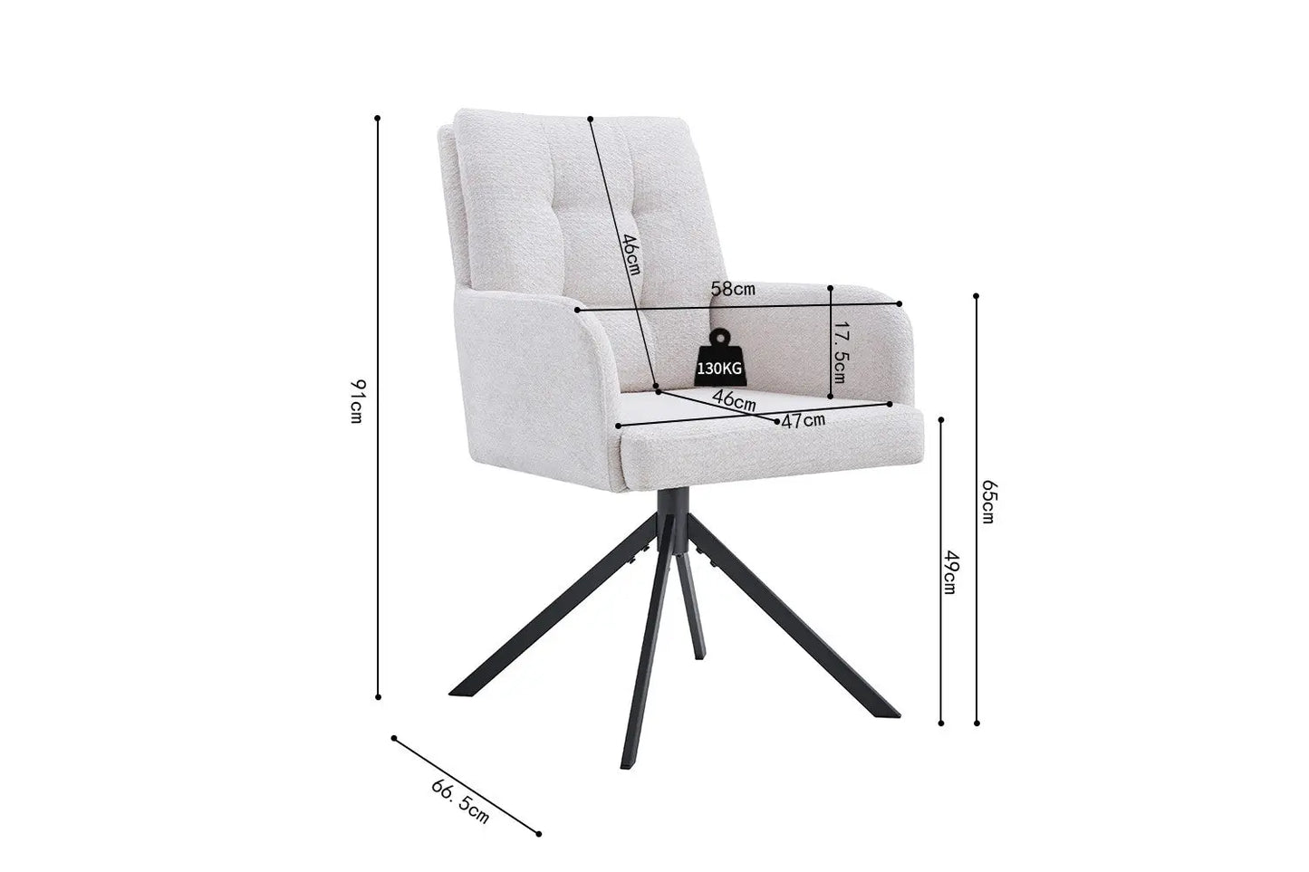 Chaises Pivotantes de Salle à Manger GRANA Ecru - 85 x 50 cm ROUSSEAU