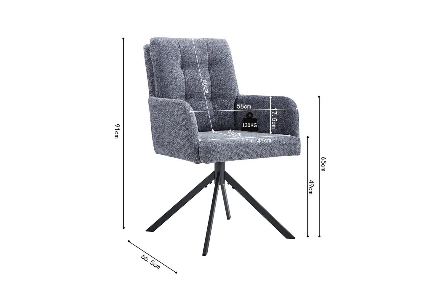 Chaises Pivotantes de Salle à Manger GRANA Gris Foncé - 85 x 50 cm ROUSSEAU