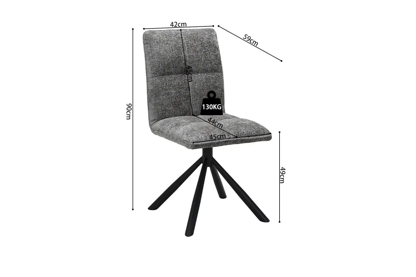 Chaises Pivotantes de Salle à Manger JYA Gris - 91 x 45 cm ROUSSEAU