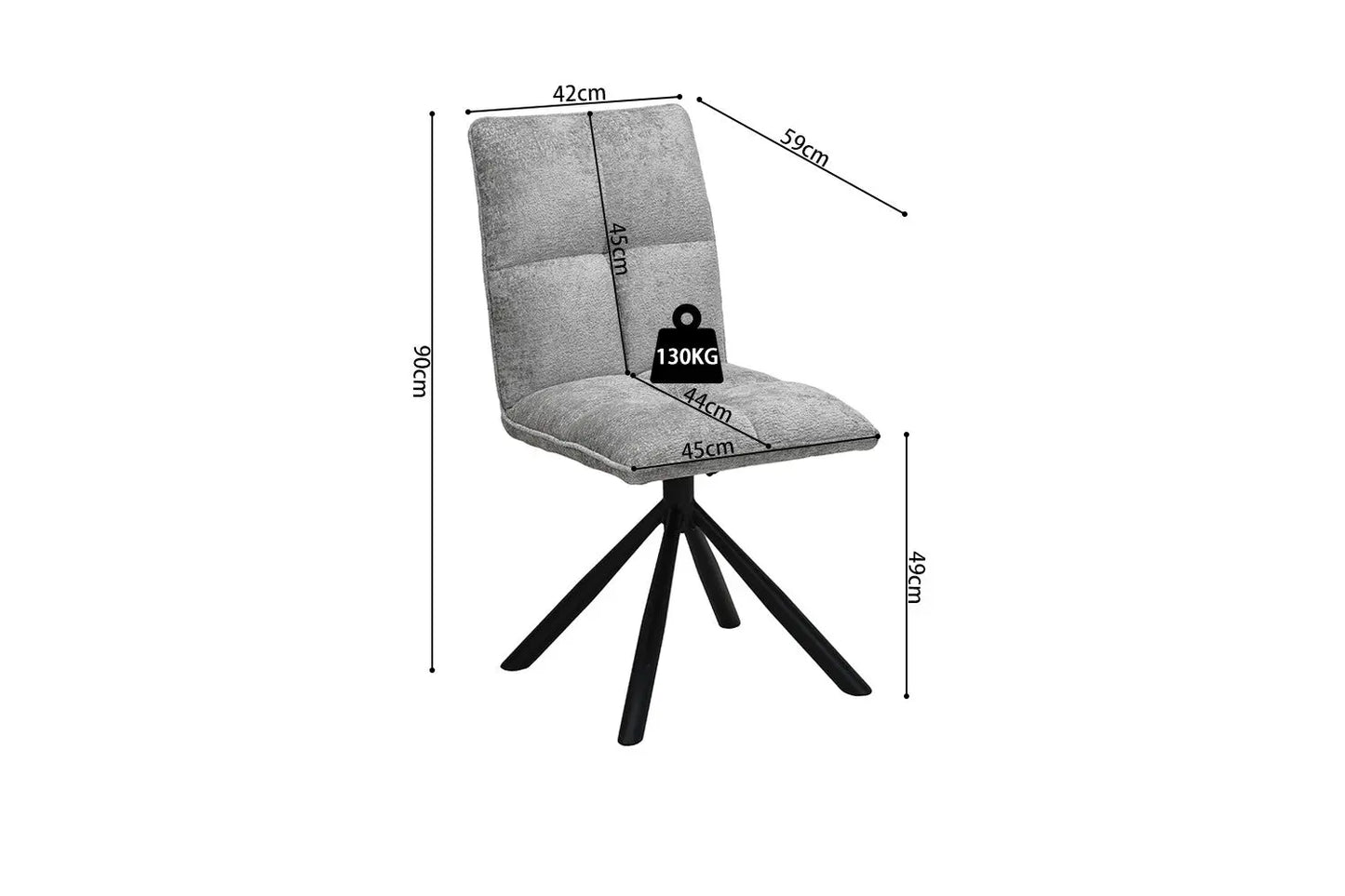 Chaises Pivotantes de Salle à Manger JYA Gris Clair - 91 x 45 cm ROUSSEAU