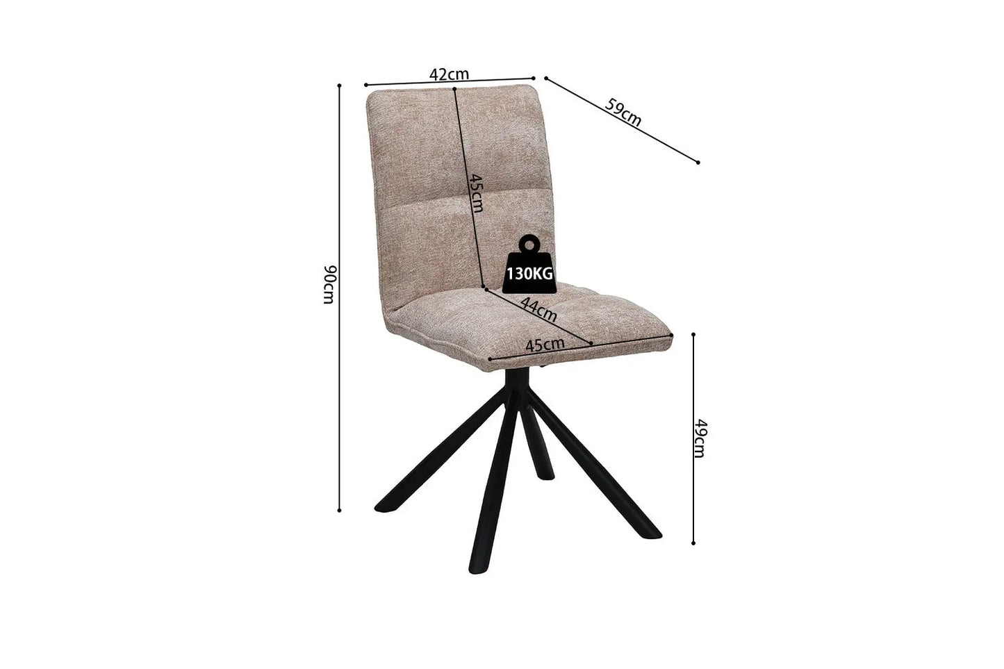 Chaises Pivotantes de Salle à Manger JYA Sable - 92 x 60 cm ROUSSEAU