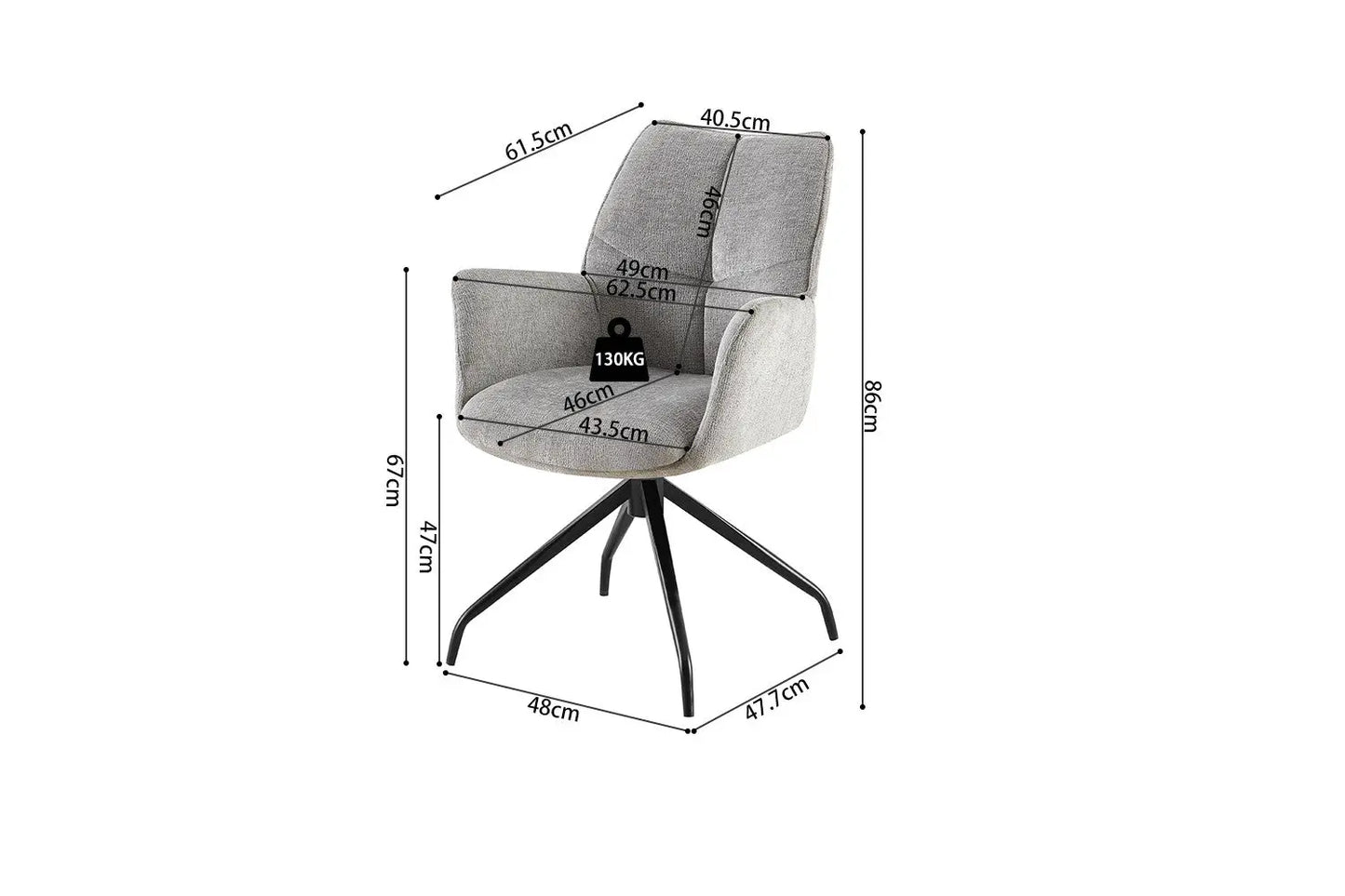 Chaises Pivotantes de Salle à Manger LAMYA Gris - 86 x 52.5 cm ROUSSEAU
