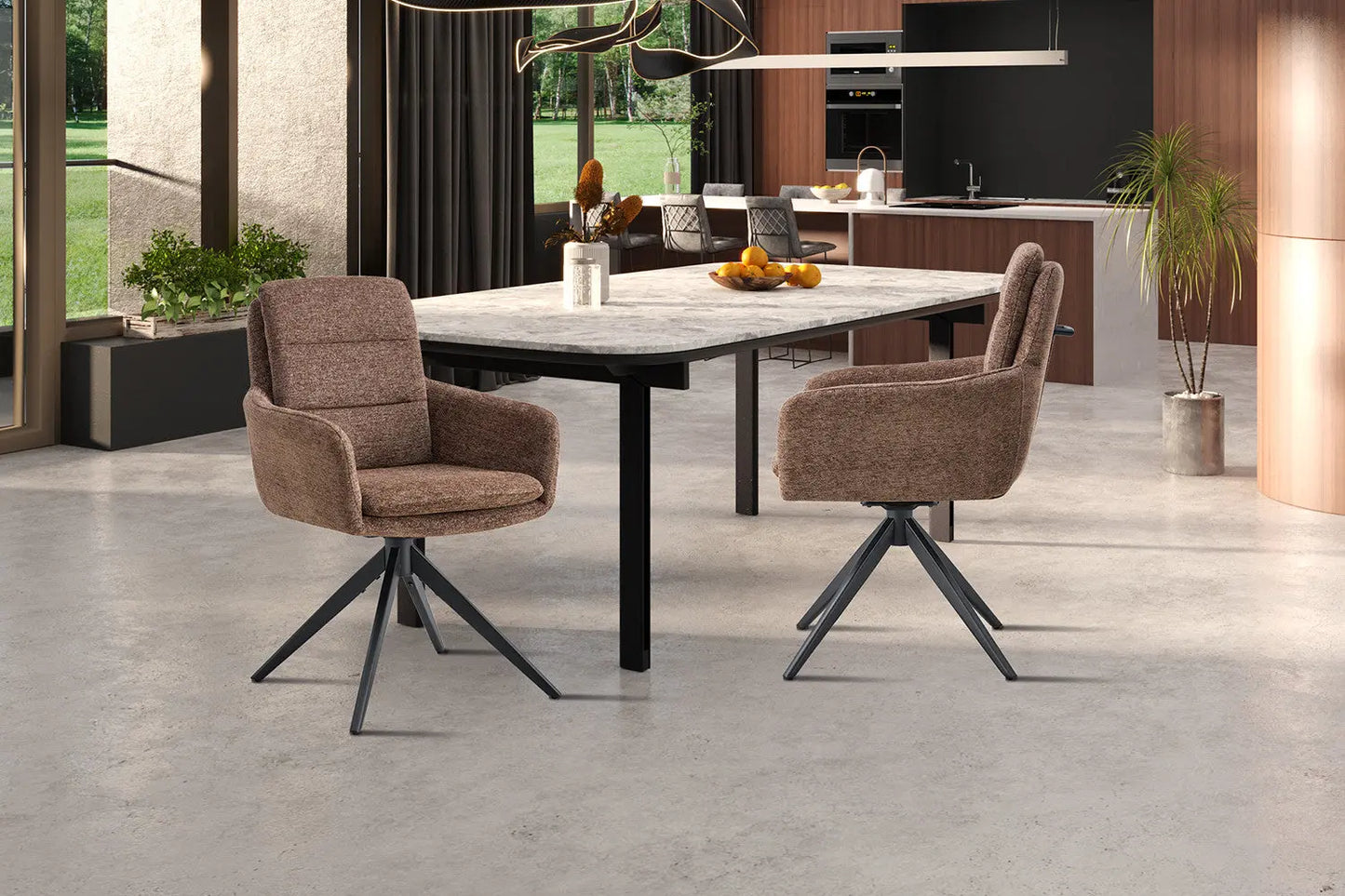 Chaises Pivotantes de Salle à Manger LISAYA Brun - 92.5 x 60.5 cm ROUSSEAU