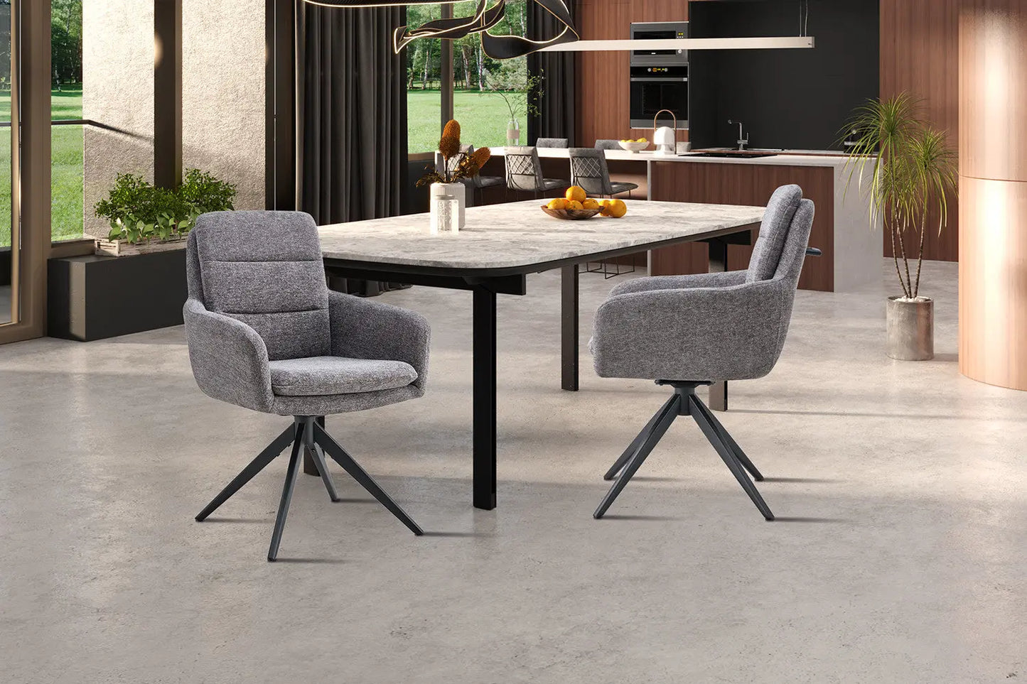 Chaises Pivotantes de Salle à Manger LISAYA Gris Foncé - 92.5 x 60.5 cm ROUSSEAU