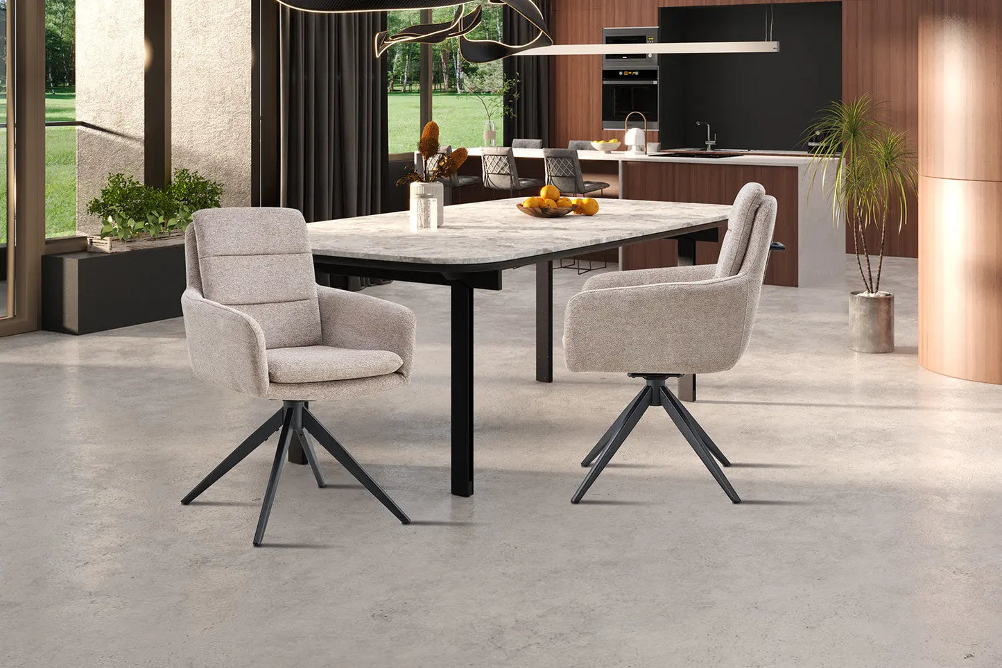 Chaises Pivotantes de Salle à Manger LISAYA Sable - 92.5 x 60.5 cm ROUSSEAU