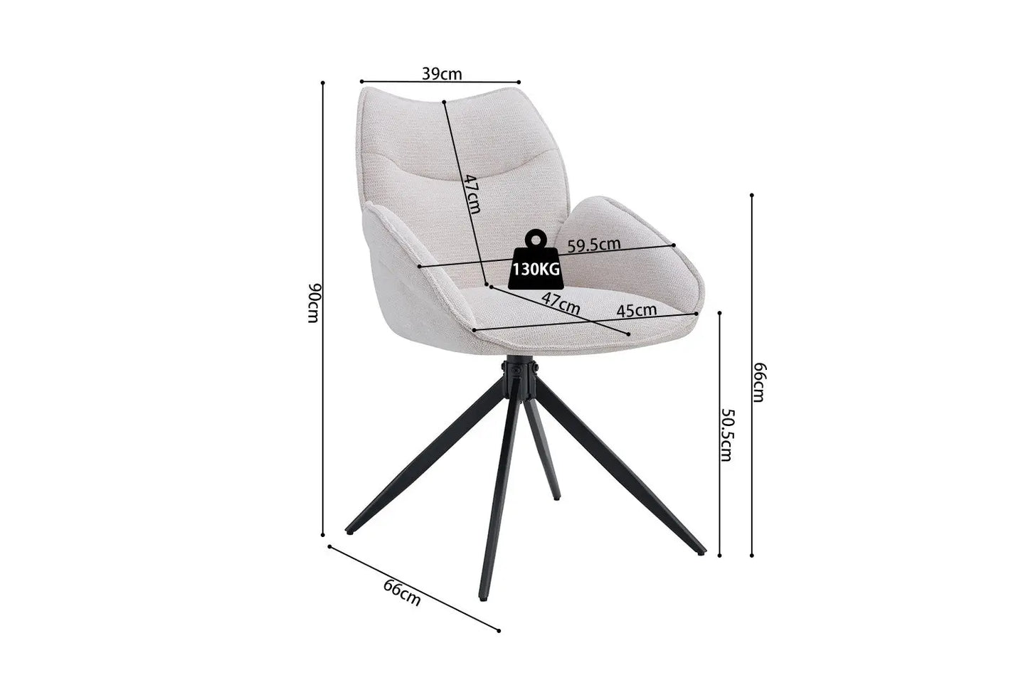 Chaises Pivotantes de Salle à Manger MAHY Sable - 90 x 60 cm ROUSSEAU
