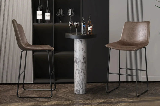 Lot de Chaises de Bar MANCYA en PU Brun Foncé - 48 x 56 cm ROUSSEAU