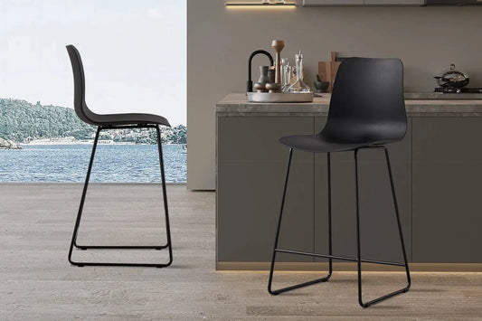 Lot de Chaises de Bar MARYA en PP Noir - 51 x 44 cm ROUSSEAU