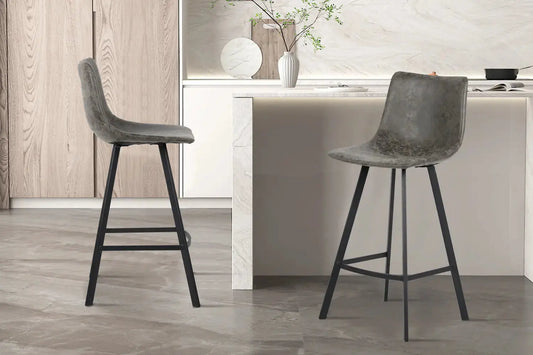 Lot de Chaises de Bar OZAYA en PU Gris - 45 x 49 cm ROUSSEAU