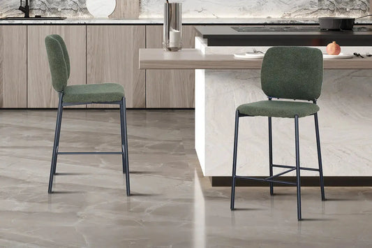 Lot de Chaises de Bar SOPHYA en Tissu Vert - 45 x 55.5 cm ROUSSEAU