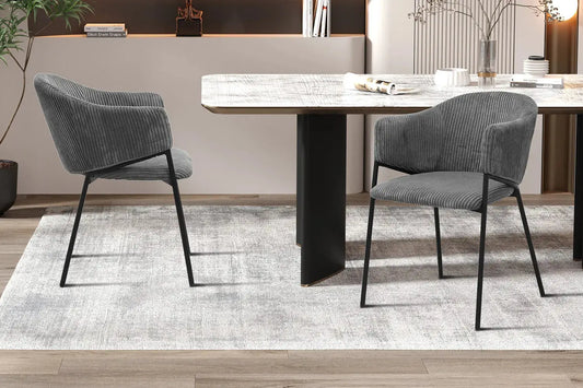 Lot de Chaises de Salle à Manger HINAYA en Tissu Gris Foncé - 54 x 62 cm ROUSSEAU