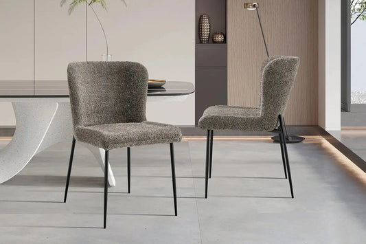 Lot de Chaises de Salle à Manger LISE Bouclé Sable - 58 x 52 cm ROUSSEAU