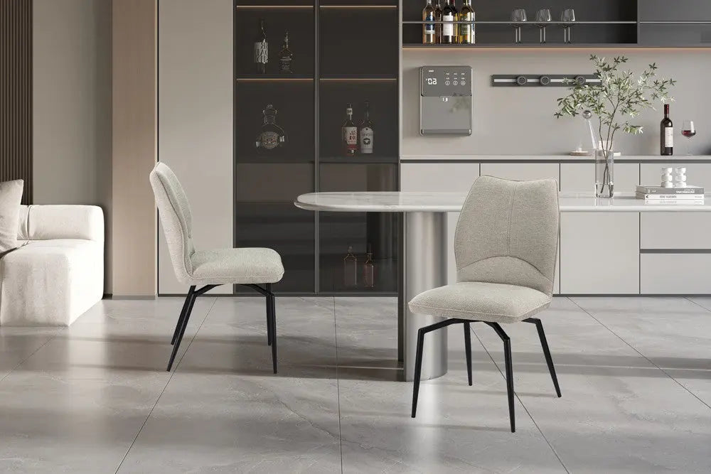 Chaises de Salle à Manger LYARA en Tissu Ecru - 45.5 x 60 cm ROUSSEAU