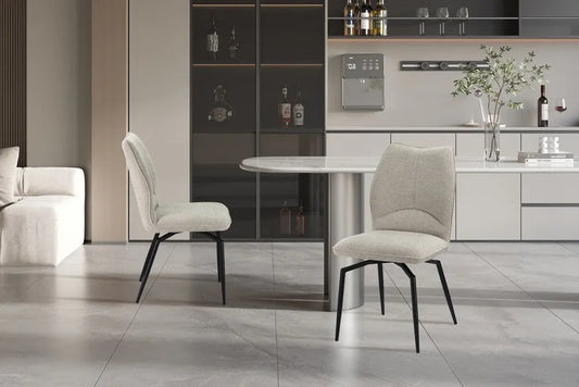 Chaises de Salle à Manger LYARA en Tissu Ecru - 45.5 x 60 cm ROUSSEAU