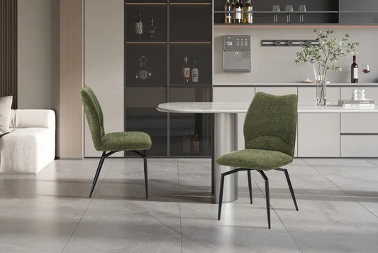 Chaises de Salle à Manger LYARA en Tissu Vert - 45.5 x 60 cm ROUSSEAU