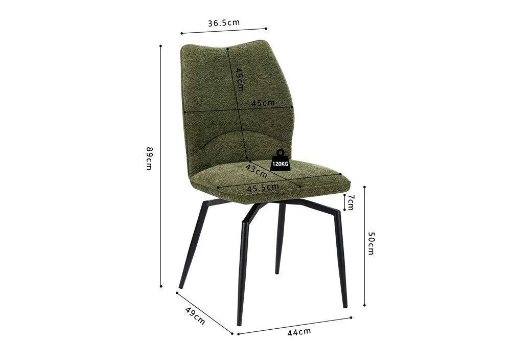 Chaises de Salle à Manger LYARA en Tissu Vert - 45.5 x 60 cm ROUSSEAU