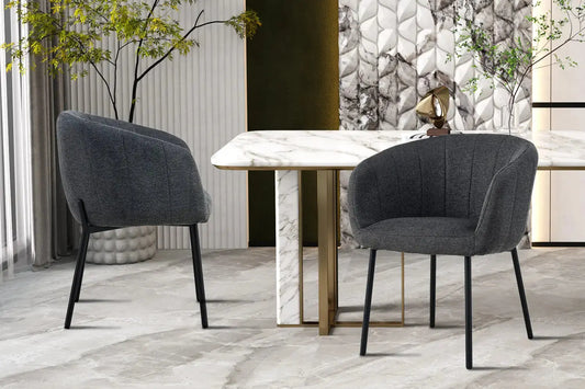 Lot de Chaises de Salle à Manger SAVINA en Tissu Gris Foncé - 57 x 62 cm ROUSSEAU