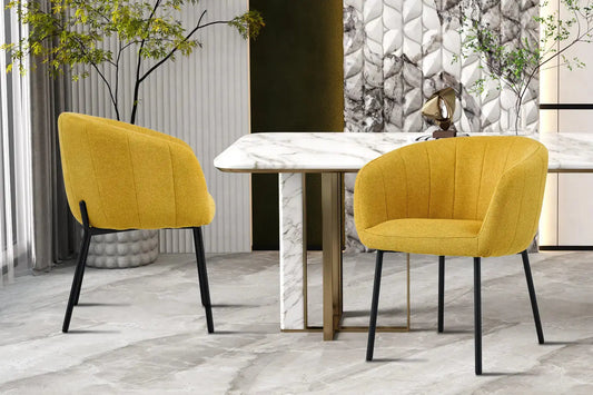 Lot de Chaises de Salle à Manger SAVINA en Tissu Jaune - 57 x 62 cm ROUSSEAU