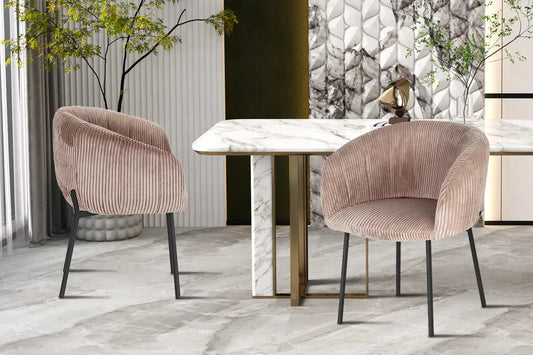 Lot de Chaises de Salle à Manger SAVINA en Tissu Velours Côtelé Sable - 57 x 62 cm ROUSSEAU