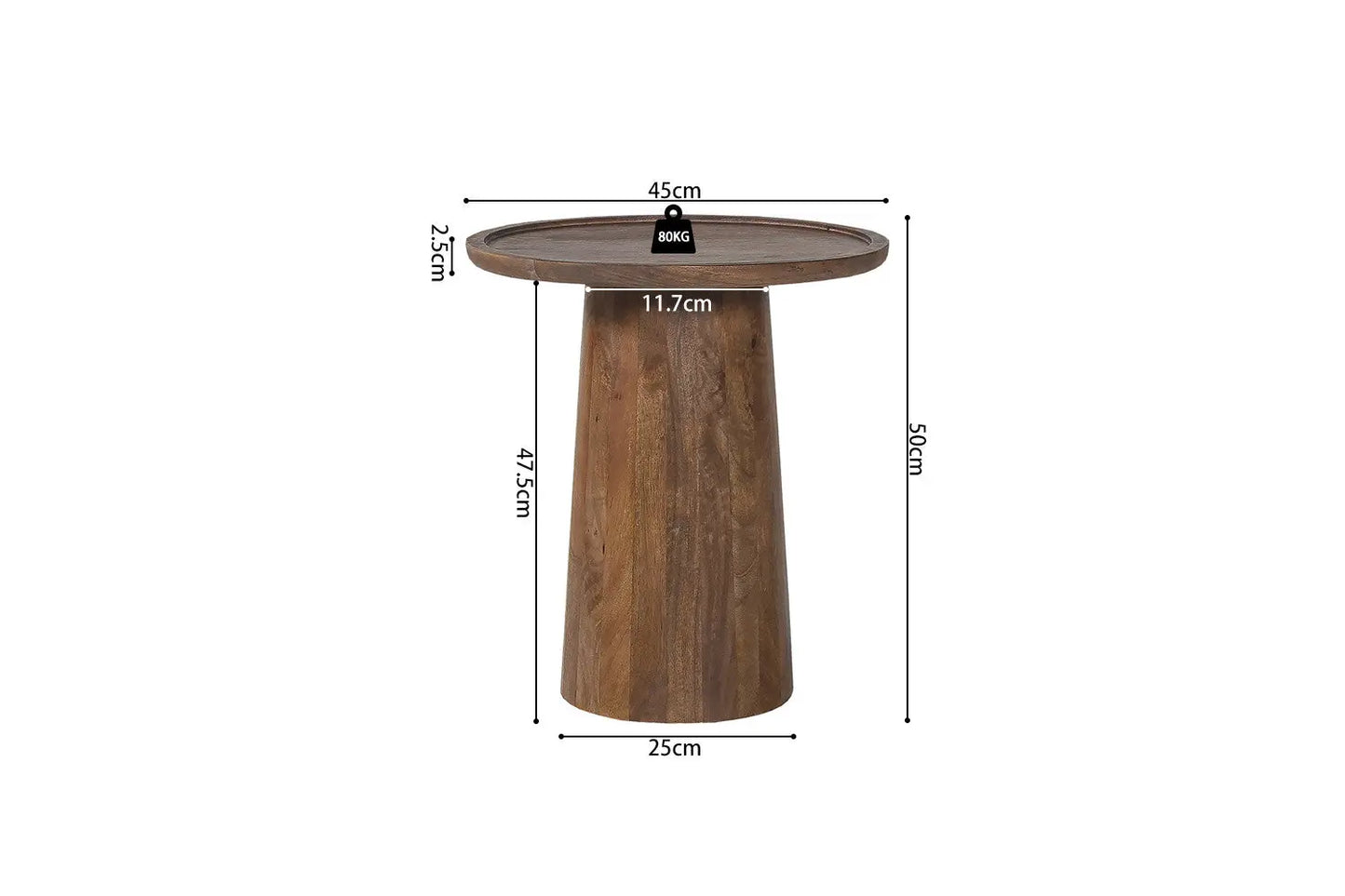 ÉLIO - Table basse Ronde Bois de manguier Brun clair - 45x50 cm ROUSSEAU