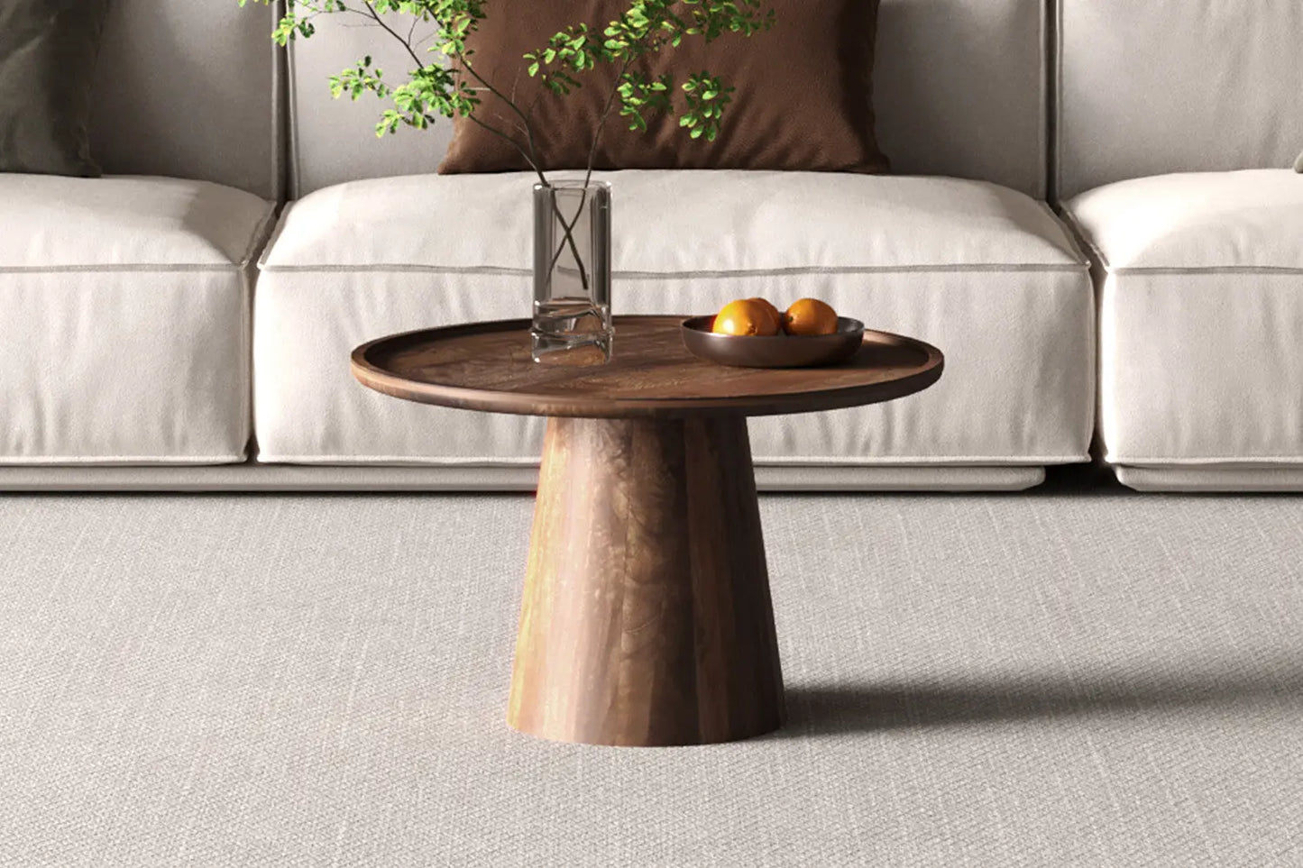 ÉLIO - Table basse Ronde Bois de manguier Brun clair - 65x40 cm ROUSSEAU