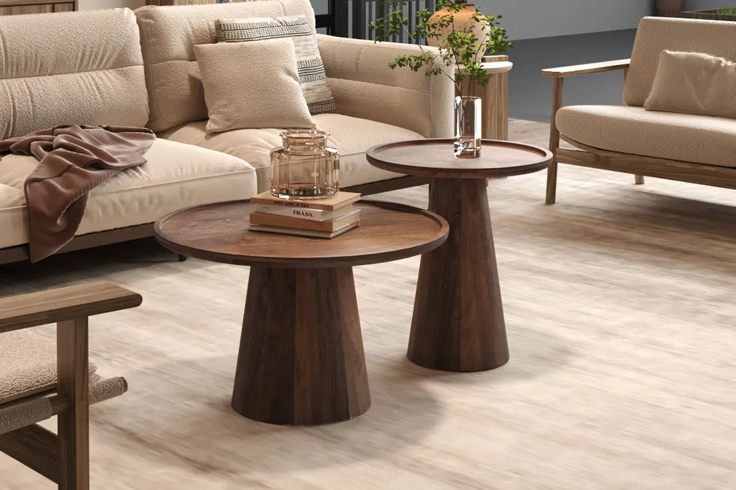 ÉLIO - Table basse Ronde Bois de manguier Brun clair - 65x40 cm ROUSSEAU