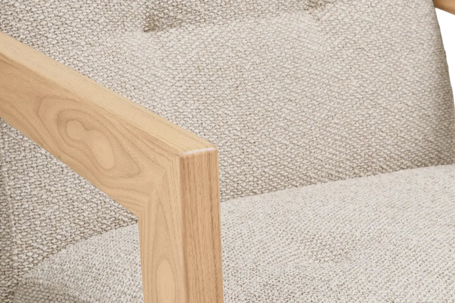 Fauteuil avec accoudoirs en Chêne et Tissu Beige CARACAS - 88 x 72 cm - TIKOYA