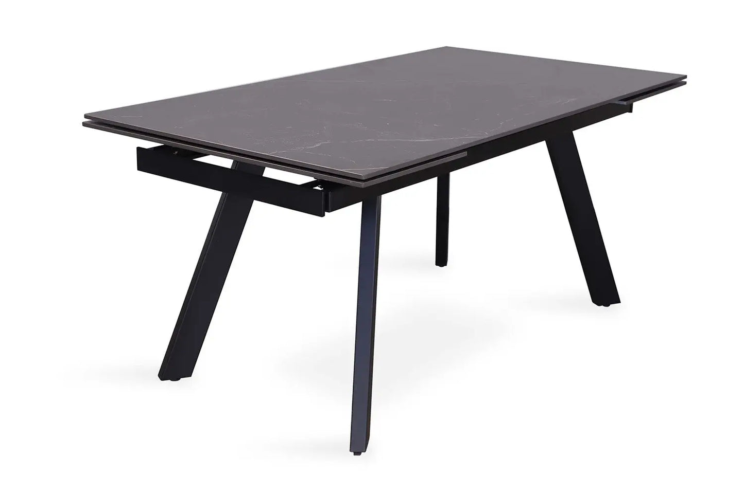HIRA - Table à Manger Extensible Rectangulaire Plateau en Pierre - 160 à 240 cm - Noir ROUSSEAU