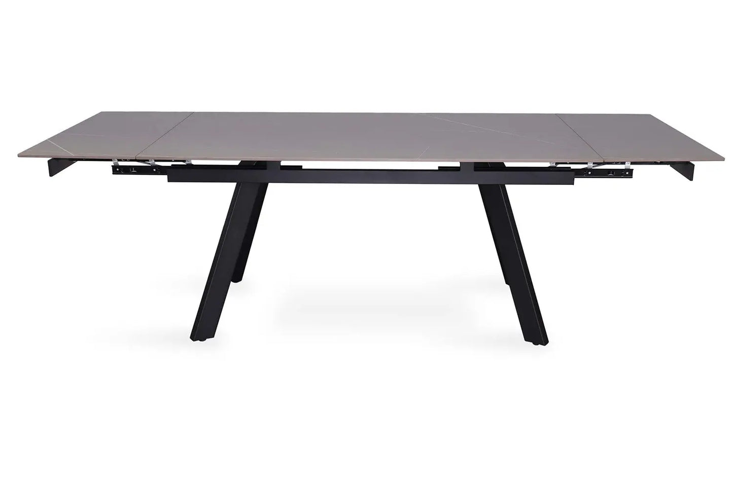HIRA - Table à Manger Extensible Rectangulaire Plateau en Pierre - 160 à 240 cm - Noir ROUSSEAU