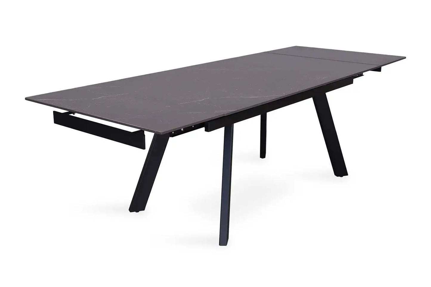 HIRA - Table à Manger Extensible Rectangulaire Plateau en Pierre - 160 à 240 cm - Noir ROUSSEAU