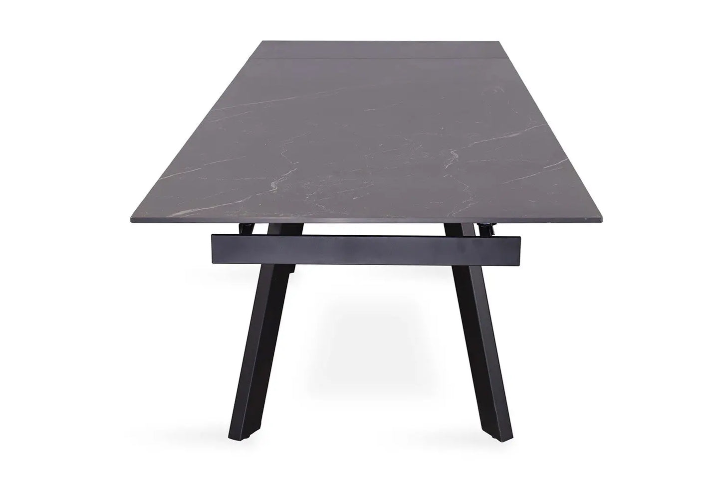 HIRA - Table à Manger Extensible Rectangulaire Plateau en Pierre - 160 à 240 cm - Noir ROUSSEAU