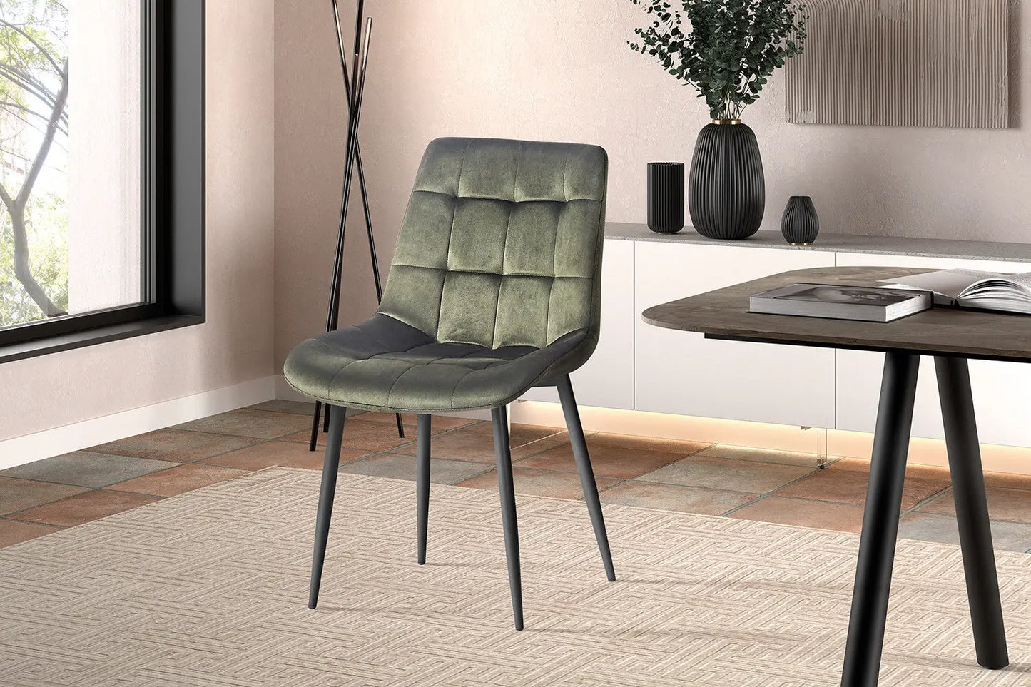 JULIA - Chaise de Salle à Manger - 50 x 59 cm - Vert ROUSSEAU
