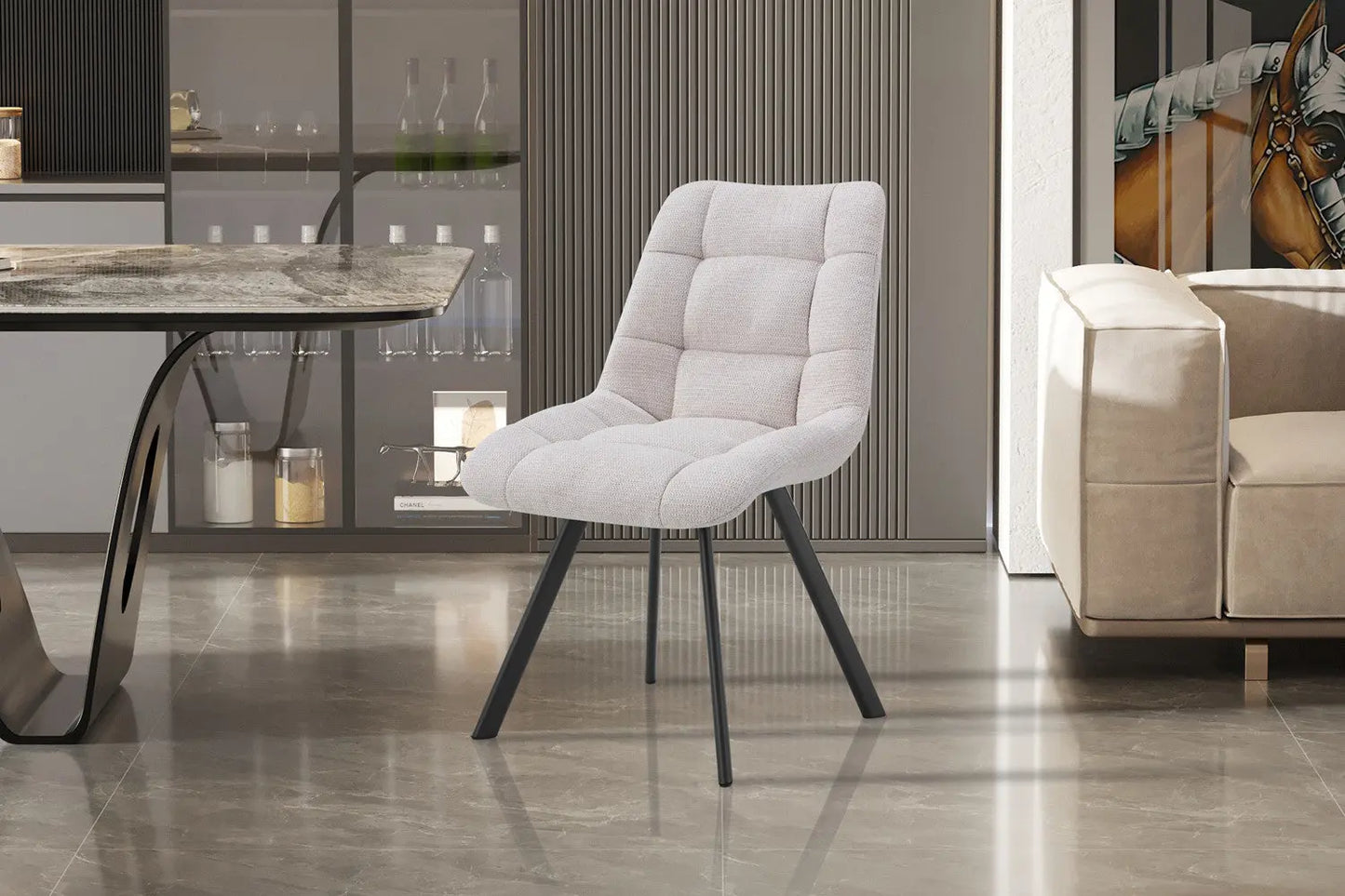 LIZA - Chaise de Salle à Manger - 52 x 61.5 cm - Beige ROUSSEAU