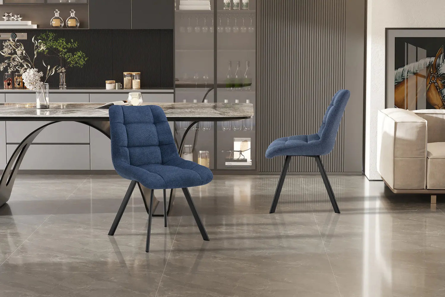 LIZA - Chaise de Salle à Manger - 52 x 61.5 cm - Bleu ROUSSEAU