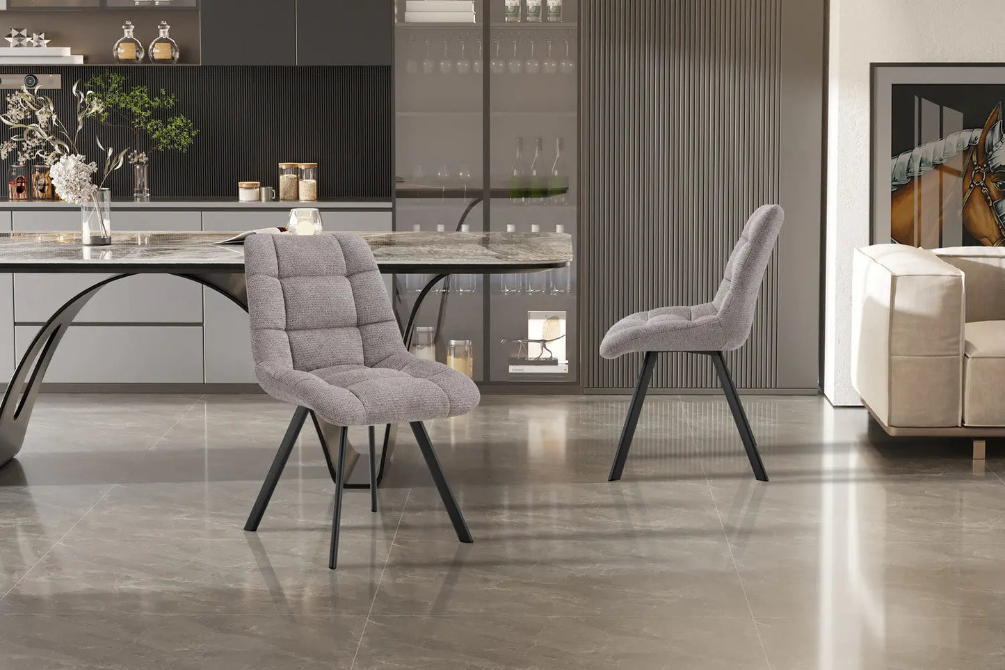 LIZA - Chaise de Salle à Manger - 52 x 61.5 cm - Gris clair ROUSSEAU